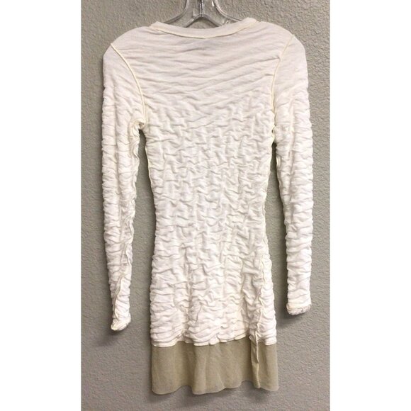 PETE COLLECTION Designer NWT Ruched Bodycon Mini Dress Ivory Size XS - Picture 2 of 9